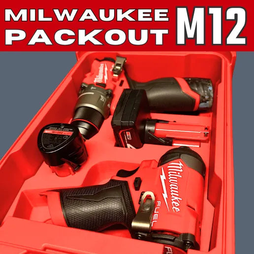Milwaukee Packout Tray Organiser - M12 Drill + Impact Driver Gen3 + Batteries