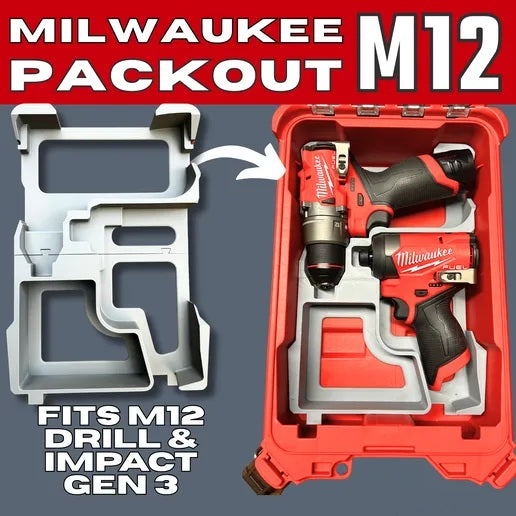 Milwaukee Packout Tray Organiser - M12 Drill + M12 Impact Driver Gen3