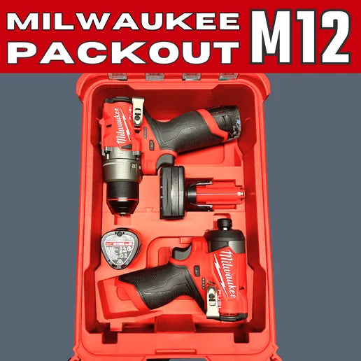Milwaukee Packout Tray Organiser - M12 Drill + Impact Driver Gen3 + Batteries