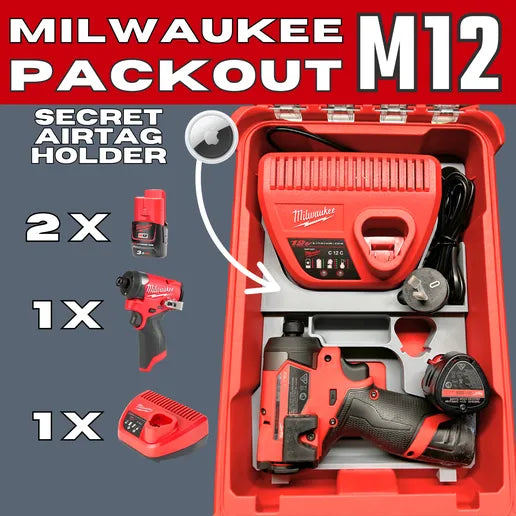 Milwaukee Packout Tray Organiser - M12 Impact Driver + Batteries + Charger