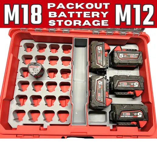 Milwaukee Packout Tray Organiser - M12 & M18 Battery Storage